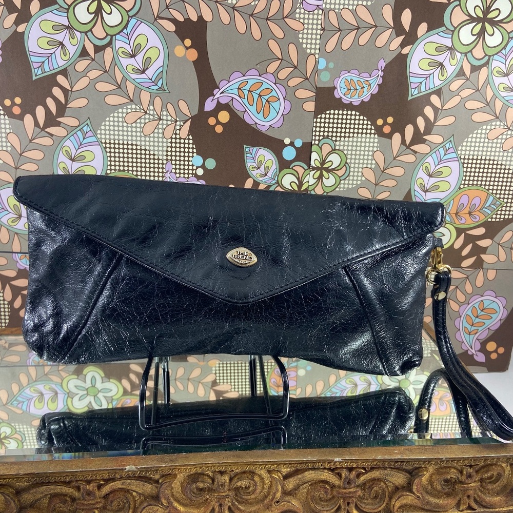 The Trend Black Leather Clutch Wristlet
